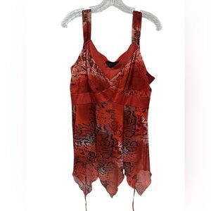 Y2K 90’s styled Red Snake Print Sleeveless Top tie back .